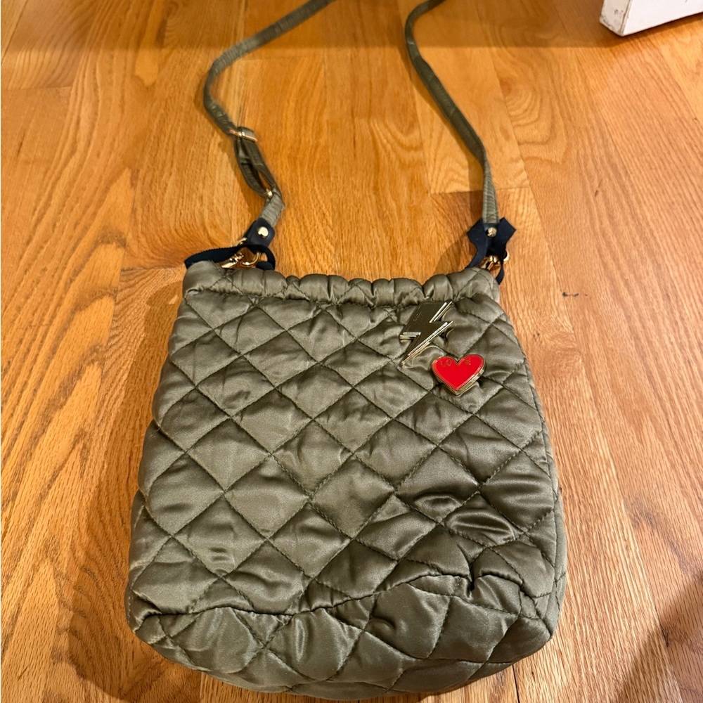 Goldno.8 Quilted Olive Green Crossbody Bag